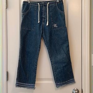 Vintage Capri Jordache Jeans with Velcro, Zipper and tie in waist. EUC